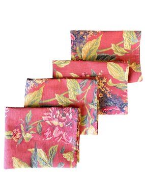VTG Red Rose Floral Cloth Napkins Set Of Four Cottage Core Grandmillenial Avon